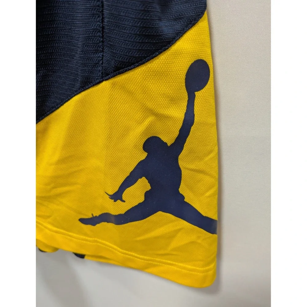 Mens Jordan Nike Dri-Fit Michigan Wolverines Blue Yellow Basketball Shorts SM